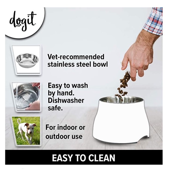 Elevated Dog Bowl Stainless Steel Small White nwt - Picture 4 of 4